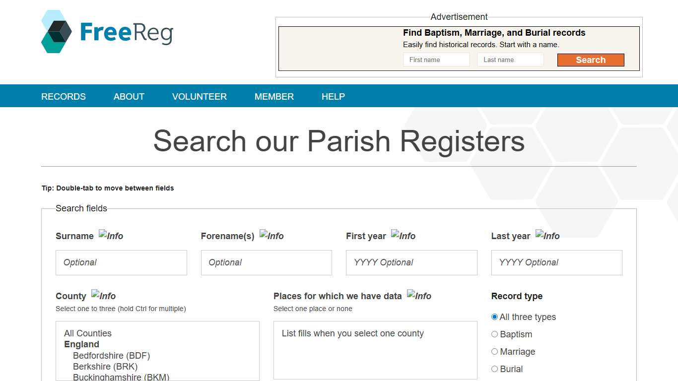 Search Query FreeREG